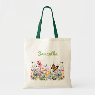 Watercolor Wildflowers Tote Bag
