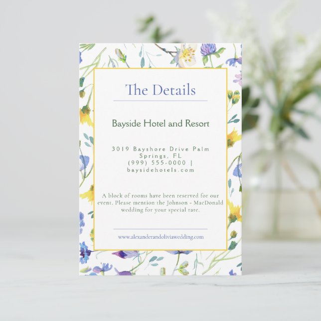 Watercolor Wildflowers Wedding Enclosure Card (Standing Front)