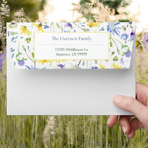 Watercolor Wildflowers Wedding Envelope