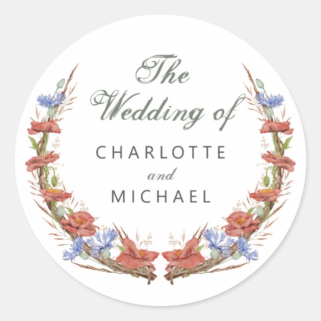 Watercolor wildflowers Wedding Envelope Seal (Front)