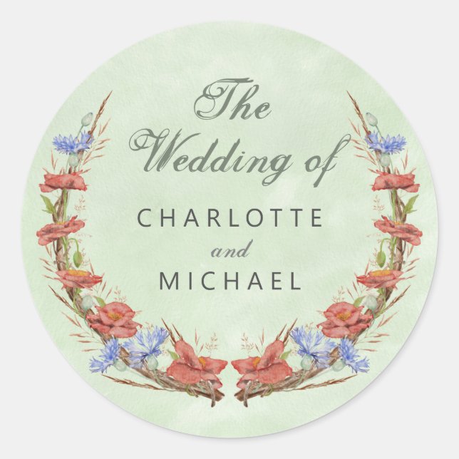 Watercolor wildflowers Wedding Envelope Seal (Front)