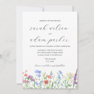 Watercolor Wildflowers Wedding Invitation