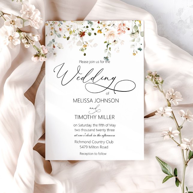 Watercolor Wildflowers Wedding Invitation (Creator Uploaded)