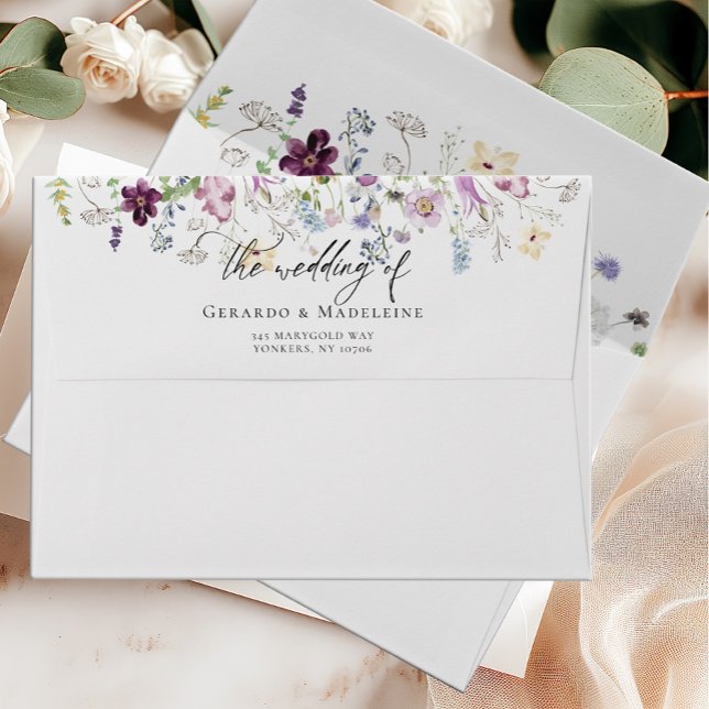 Watercolor wildflowers wedding invitation  envelope (Creator Uploaded)