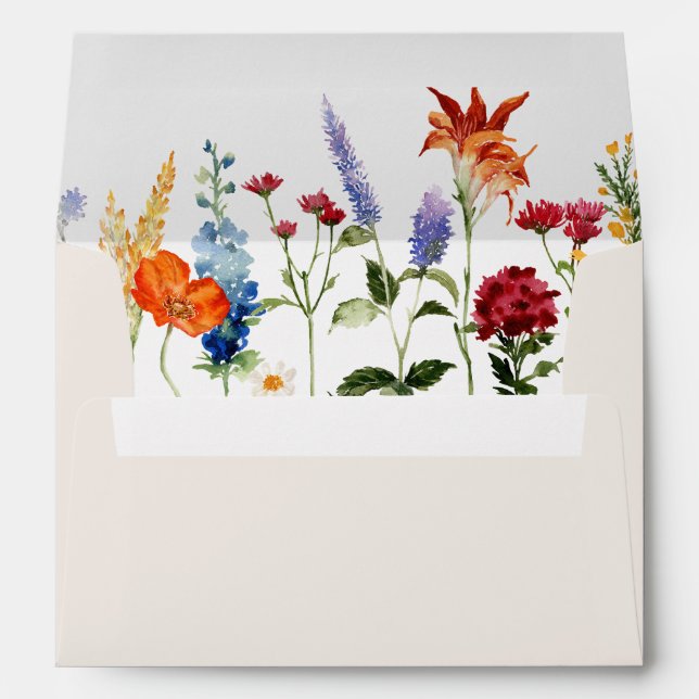 Watercolor Wildflowers Wedding Invitation Envelope (Back (Bottom))