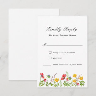Watercolor Wildflowers Wedding RSVP Card