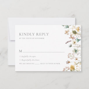 Watercolor Wildflowers Wedding RSVP Card