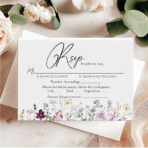 Watercolor wildflowers Wedding RSVP card