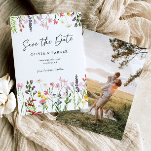 Watercolor Wildflowers Wedding Save the Date