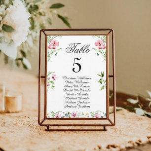 Watercolor Wildflowers Wedding Seating Chart Card