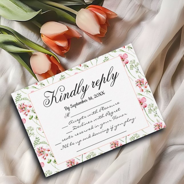 Watercolor Wildflowers Wedding Song Request RSVP Card (Creator Uploaded)