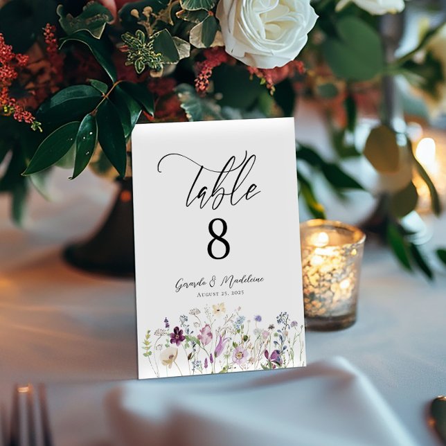 Watercolor wildflowers wedding table number (Creator Uploaded)