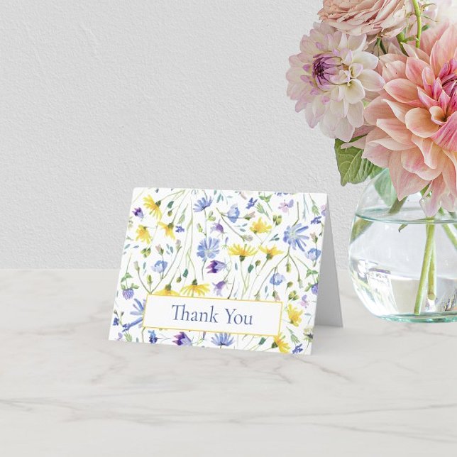 Watercolor Wildflowers Wedding Thank You (Watercolor Wildflowers Wedding Thank You Card)