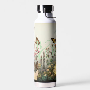 Watercolor Wildflowers with Dual Monogram Water Bottle