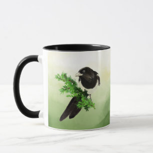 Watercolor Wildlife Magpie Bird Nature art  Coffee Mug