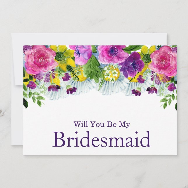 Watercolor Will You Be My Bridesmaid Invitation (Front)