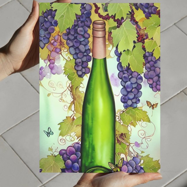 Watercolor Wine Art  Poster (Choose digital format and print your own at home!)