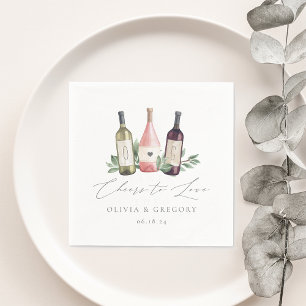 Watercolor Wine & Botanical Cheers to Love Napkin