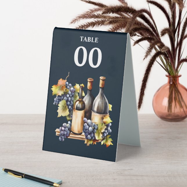 Watercolor wine bottles fall country grapes chic (In SItu (Table))