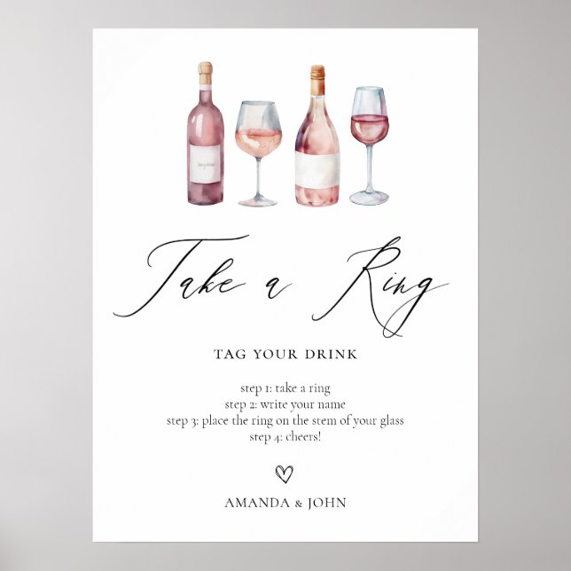 Watercolor Wine Bridal Shower games Poster (Front)
