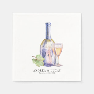 Watercolor Wine   Elegant Engagement Party Napkin