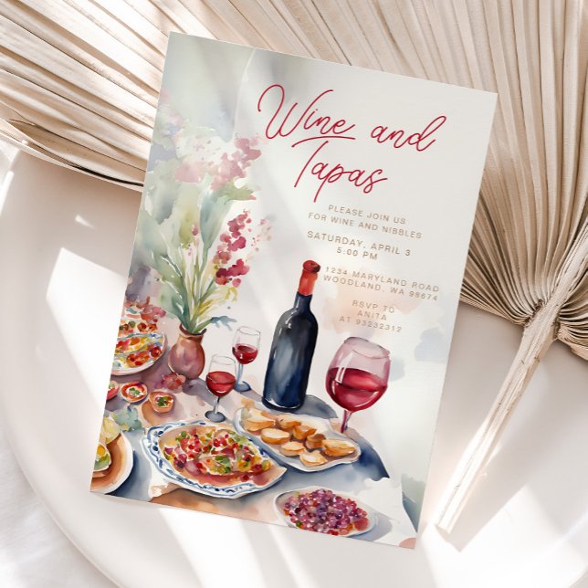 Watercolor Wine & Tapas Party Invitation (Creator Uploaded)