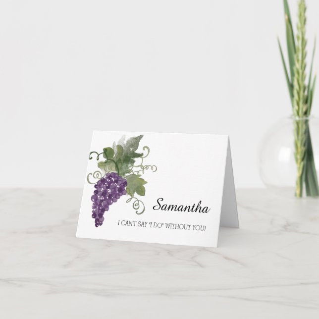 Watercolor Wine Vineyard | Be my bridesmaid? Invitation (Front)