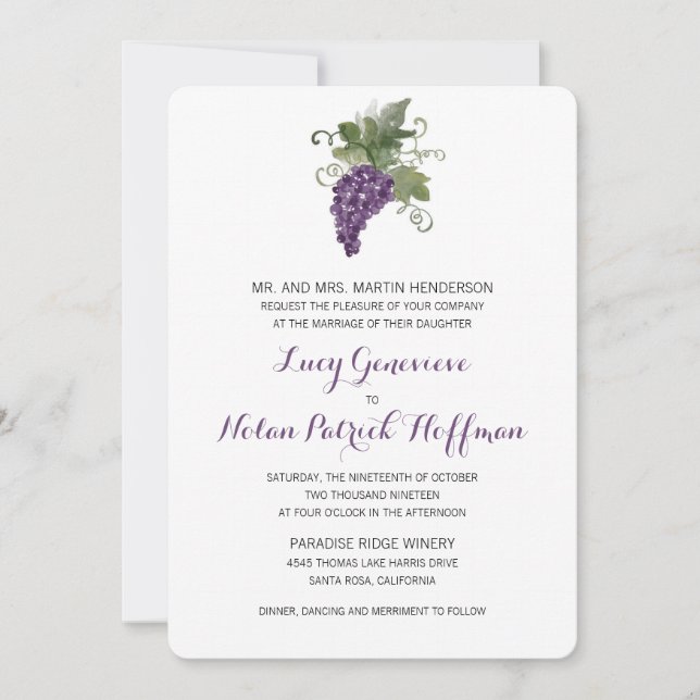 Watercolor Wine Vineyard | Wedding Invitation (Front)