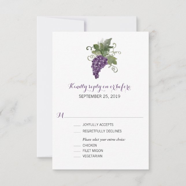 Watercolor Wine Vineyard | Wedding RSVP Card (Front)