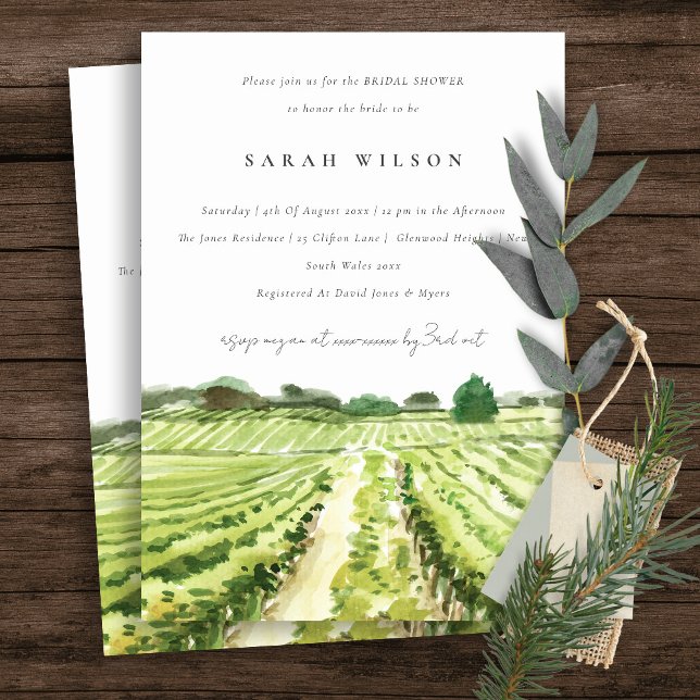 Watercolor Winery Vineyard Bridal Shower Invite (Creator Uploaded)