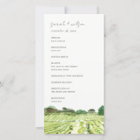 Watercolor Winery Vineyard Wedding Program Card