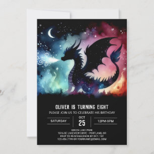 Watercolor Winged Dragon Birthday Customisable Invitation