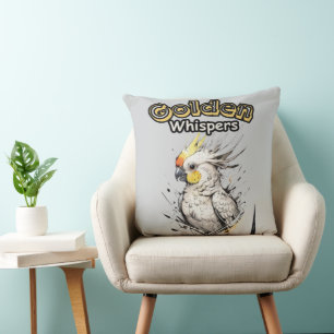 Watercolor Wings   Cockatiel in Flight Cushion