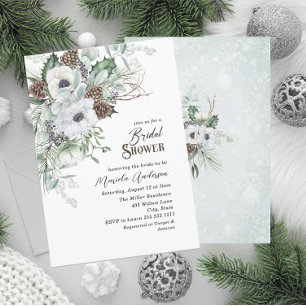  Watercolor Winter Anemones Flowers   Bridal Showe Invitation