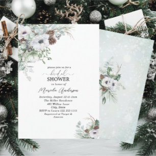  Watercolor Winter Anemones Flowers   Bridal Showe Invitation