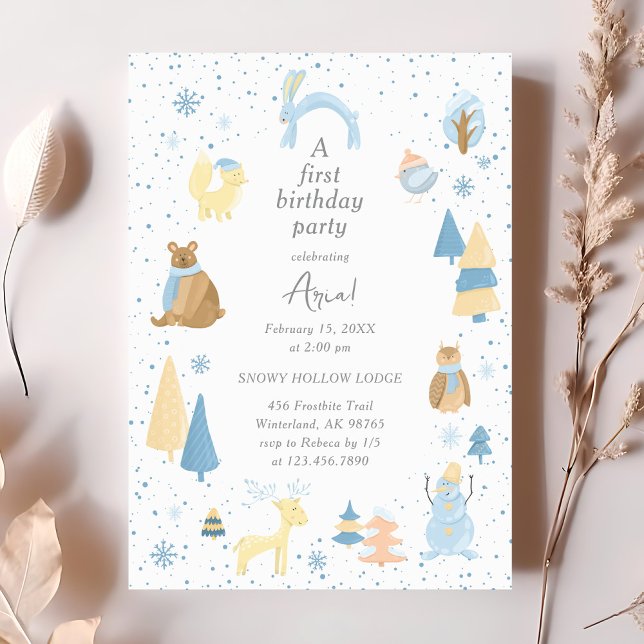 Watercolor Winter Arctic Animals Birthday Invitation (Creator Uploaded)