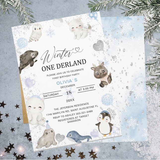 Watercolor Winter Arctic baby is turningInvitation Invitation (Creator Uploaded)
