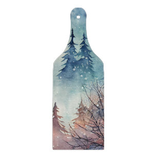 Watercolor Winter Art Cutting Board