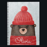 Watercolor winter bear. Christmas woodland animal  Notebook<br><div class="desc">Watercolor cute funny woodland bear notebook for Christmas and winter holiday.</div>