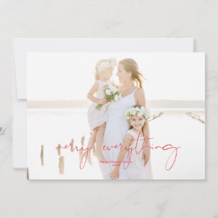 Watercolor Winter Berries and Greenery Holiday Card