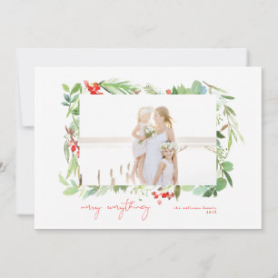 Watercolor Winter Berries and Greenery Holiday Card