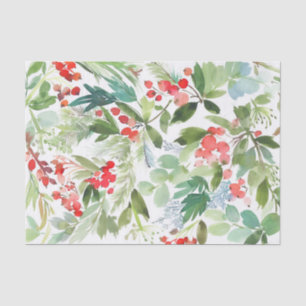 Watercolor Winter Berries and Greenery Tissue Paper