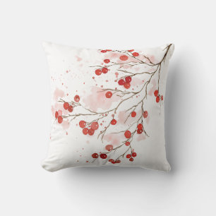 Watercolor Winter Berry Cushion
