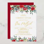Watercolor Winter Blooms Floral Bar Mitzvah<br><div class="desc">Invite family and friends with this customisable Bar Mitzvah invitation. It features watercolour garlands of red roses, winterberries and poinsettia flowers with pinecones and greenery accents. Personalise by adding names, date, time, venue and other event details. This gold foil invitation is perfect for winter Bar Mitzvahs. Matching items are available....</div>