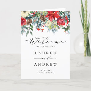 Watercolor Winter Blooms Garland Wedding Program