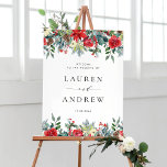 Watercolor Winter Blooms Garland Wedding Welcome Poster<br><div class="desc">Welcome guests to your event with this customisable wedding welcome sign. It features a watercolour floral garland of poinsettia flowers,  red roses,  pinecones and greenery accents. Personalise by adding your details. This floral wedding welcome sign is perfect for winter weddings. Matching items are available.</div>