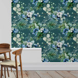 Watercolor Winter BlueBerry Christmas  Wallpaper<br><div class="desc">This design may be personalised by choosing the Edit Design option. You may also transfer onto other items. Contact me at colorflowcreations@gmail.com or use the chat option at the top of the page if you wish to have this design on another product or need assistance with this design. I am...</div>