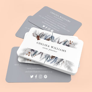 Watercolor Winter Botanical Foliage Business Card