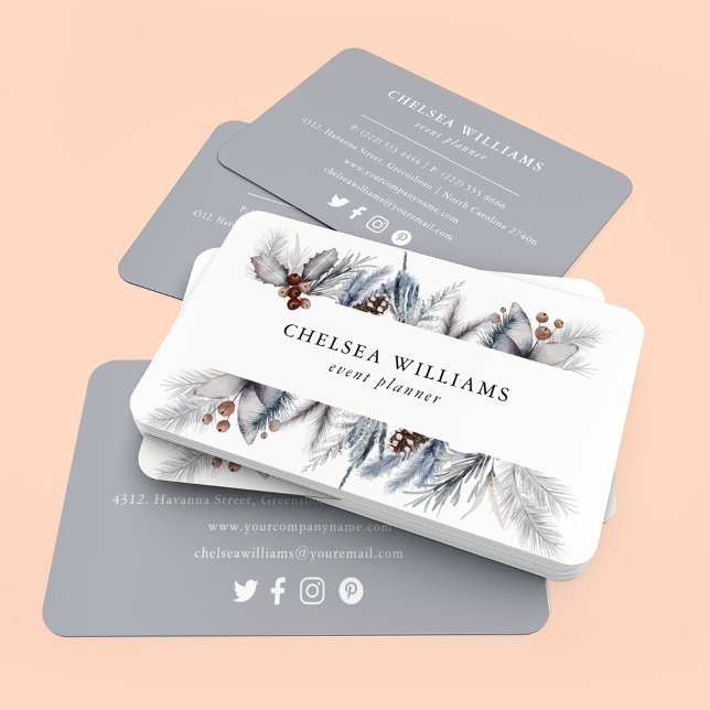Watercolor Winter Botanical Foliage Business Card (Creator Uploaded)