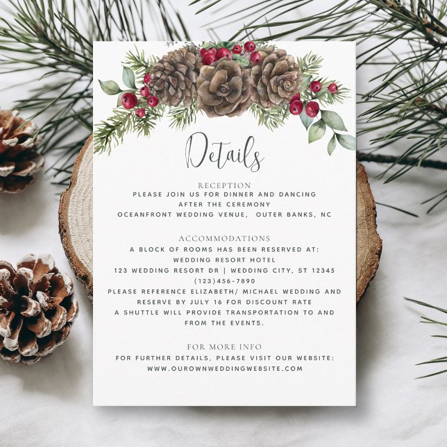 Watercolor Winter Botanical Wedding Details Enclosure Card (Creator Uploaded)